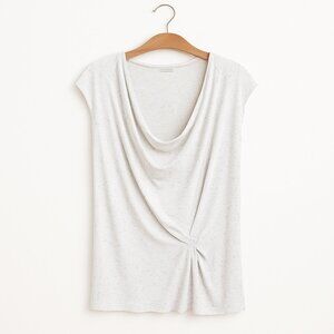 Draped Knot-Front Women's Blouse - White